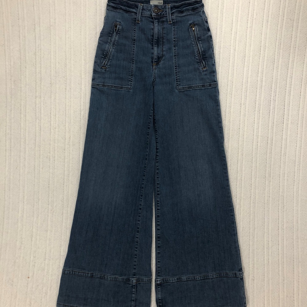 Edyson Henry Relaxed Wide Kick Flare Jeans Blue Medium Wash High Rise Size 24